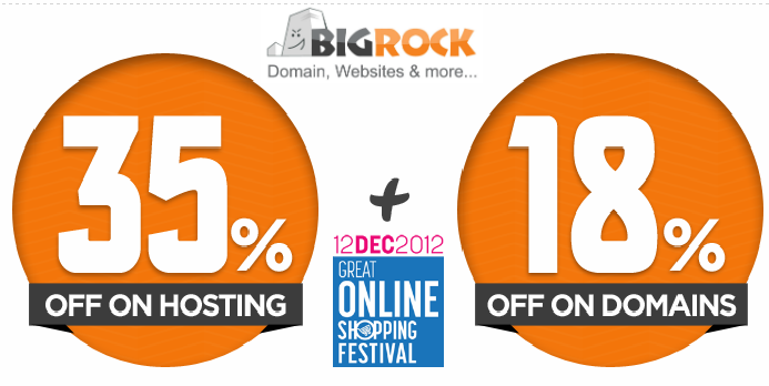 Bigrock gosf 35%  Discount on hosting and 18  discount on domains limited offer