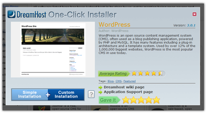 Dreamhost one click installer