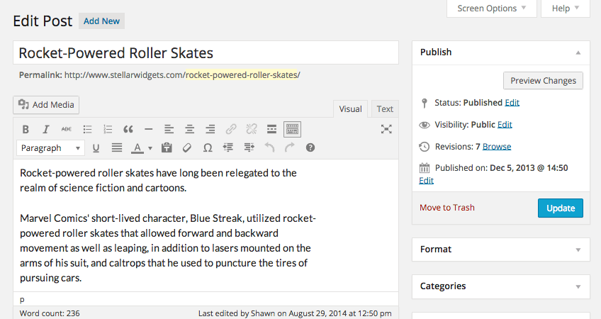 scrolling-editor wordpres 4.0