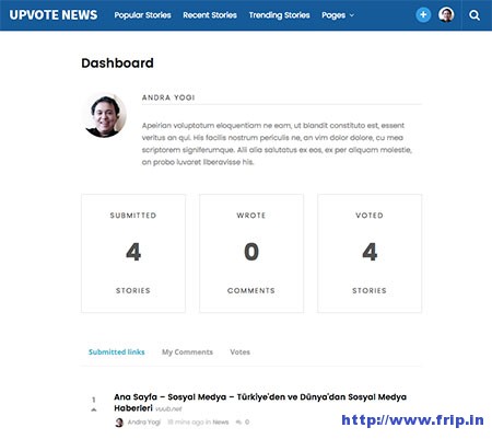 upvote-news-user-dashboard