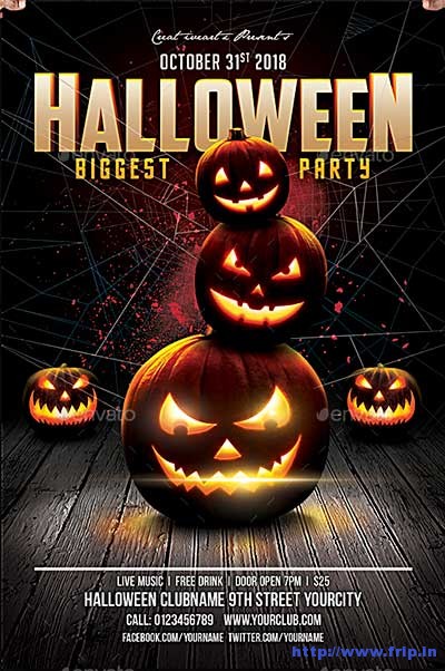 50 Best Halloween Party Flyers Print Templates 2020 | Frip.in