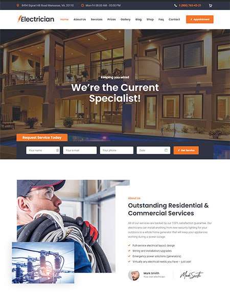 Electrician-Electricity-Services-WordPress-Theme