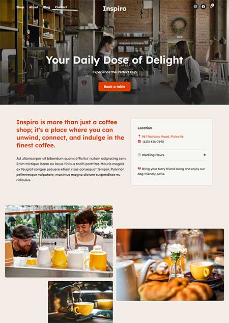 Inspiro Premium coffee WordPress Theme