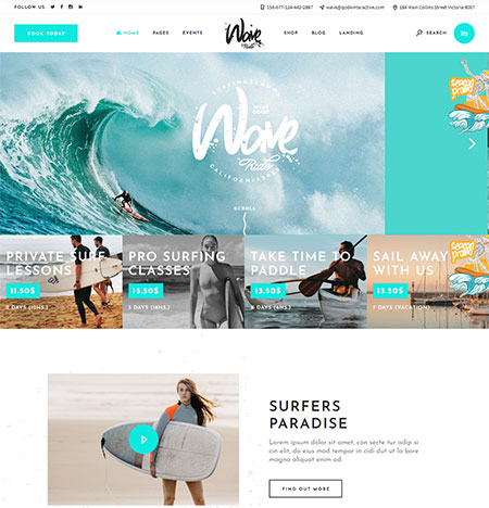 WaveRide – Surfing & Water Sports Theme