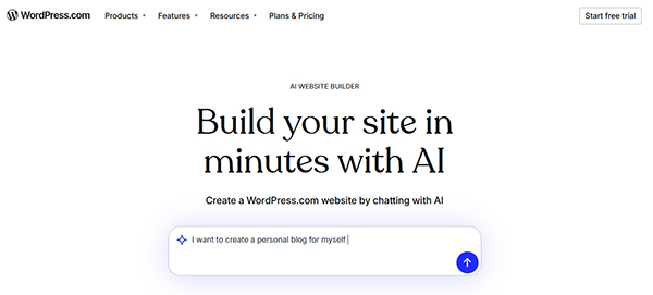 WordPress.com AI website builder 